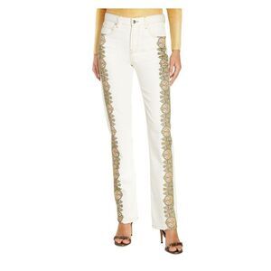 ETRO Womens White Zippered Pocketed Straight Leg High Waist Jeans 26